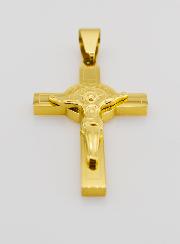 Pendentif Croix de Saint Benoît en Inox Doré - 4,5cm