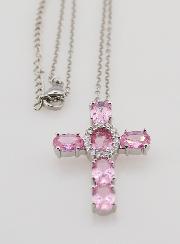 Collier Religieux en Laiton - Croix Rose