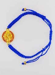 Bracelet Réglable Médaille de Saint Benoît - Bleu