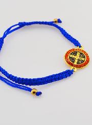 Bracelet Réglable Médaille de Saint Benoît - Bleu