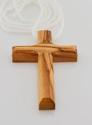 Croix d'Aube de Communion en Bois d'Olivier avec Cordon 7 cm