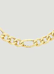 Chaîne 50cm Maille Gourmette Ovale Alternée 2.4mm - Or 9k