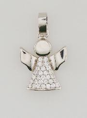 Pendentif Ange-Gardien en Argent et Zirconiums - 15 mm