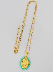 Médaille Miraculeuse + Chaîne - Perles Turquoises