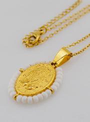 Collier Religieux & Médaille Miraculeuse - Perles Blanches