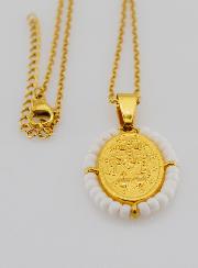 Collier Religieux & Médaille Miraculeuse - Perles Blanches