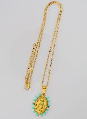 Collier Religieux & Miraculeuse - Perles Turquoises & Blanches