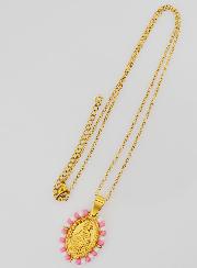 Médaille Miraculeuse + Chaîne - Perles Rose & Blanc
