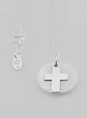 Collier Religieux Croix - Argent & Nacre