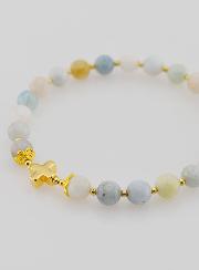 Bracelet Avec Croix - Aigue Marine 6mm