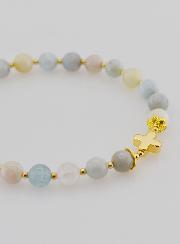 Bracelet Avec Croix - Aigue Marine 6mm