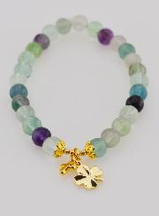 Bracelet Avec Croix & Trèfle - Fluorite 6mm