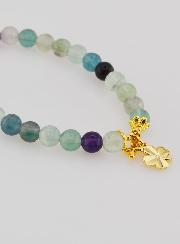 Bracelet Avec Croix & Trèfle - Fluorite 6mm