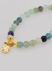 Bracelet Avec Croix & Trèfle - Fluorite 6mm