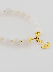 Bracelet en Pierre de Lune 8mm & Pampille Ancre