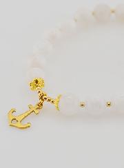 Bracelet en Pierre de Lune 8mm & Pampille Ancre