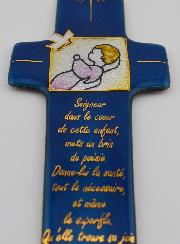 Croix de Baptême Fille & Prière en Emaux du Liban