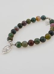 Bracelet Religieux Agate Indienne 8mm - Padre Pio & Trinité