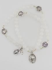 Bracelet Chapelet Pierres de Lune - St Benoît & Padre Pio