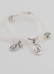 Bracelet Chapelet Pierres de Lune - St Benoît & Padre Pio