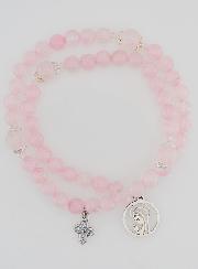 Chapelet en Quartz Rose - Vierge Marie & Ste Trinité