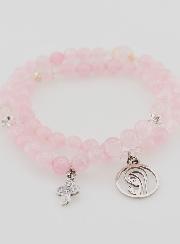 Chapelet en Quartz Rose - Vierge Marie & Ste Trinité