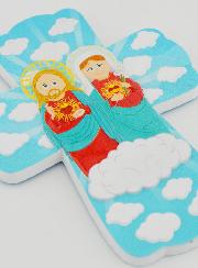 Croix Enfant à Suspendre - Sacrés Coeurs de Jésus & Marie