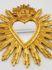Ex Voto Miroir Coeur Rayonnant - 28cm
