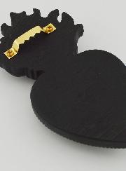 Ex Voto Mural Coeur Fleuri Noir & Bronze - 13cm