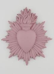 Ex Voto Mural Coeur Rayonnant 17cm - Rose