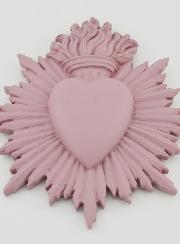 Ex Voto Mural Coeur Rayonnant 17cm - Rose