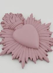 Ex Voto Mural Coeur Rayonnant 17cm - Rose