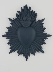 Ex Voto Mural Coeur Rayonnant 17cm - Bleu Gris
