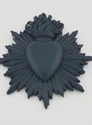 Ex Voto Mural Coeur Rayonnant 17cm - Bleu Gris