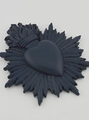 Ex Voto Mural Coeur Rayonnant 17cm - Bleu Gris