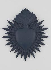 Ex Voto Mural Coeur Rayonnant 11cm - Bleu Gris