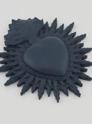 Ex Voto Mural Coeur Rayonnant 11cm - Bleu Gris