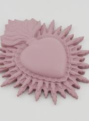 Ex Voto Mural Coeur Rayonnant 11cm - Rose