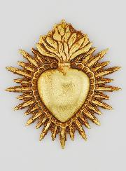 Ex Voto Mural Coeur Rayonnant 11cm - Or