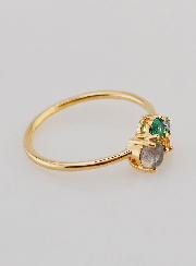 Bague Plaqué Or Labradorite & Zircons - T54