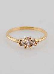 Bague Plaqué Or Trinité en Zircons - T54