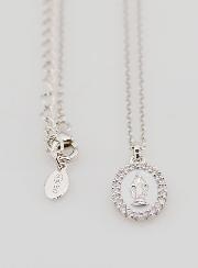 Collier Vierge Miraculeuse Argent & Email Blanc