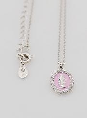 Collier Vierge Miraculeuse Argent & Email Rose