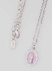 Collier Vierge Miraculeuse Argent & Email Rose