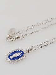 Collier Vierge Miraculeuse Argent & Email Marine