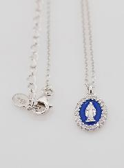 Collier Vierge Miraculeuse Argent & Email Marine