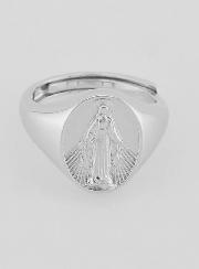 Bague Chevalière en Argent Vierge Miraculeuse - Taille 46-52