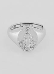 Bague Chevalière en Argent Vierge Miraculeuse - Taille 52-56