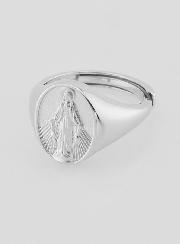 Bague Chevalière en Argent Vierge Miraculeuse - Taille 52-56