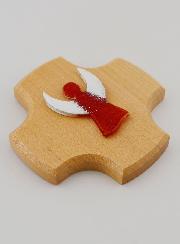 Croix en Bois d'Erable & Ange Protecteur en Verre